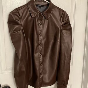 7 For All Mankind Chocolate Brown Shirt Jacket